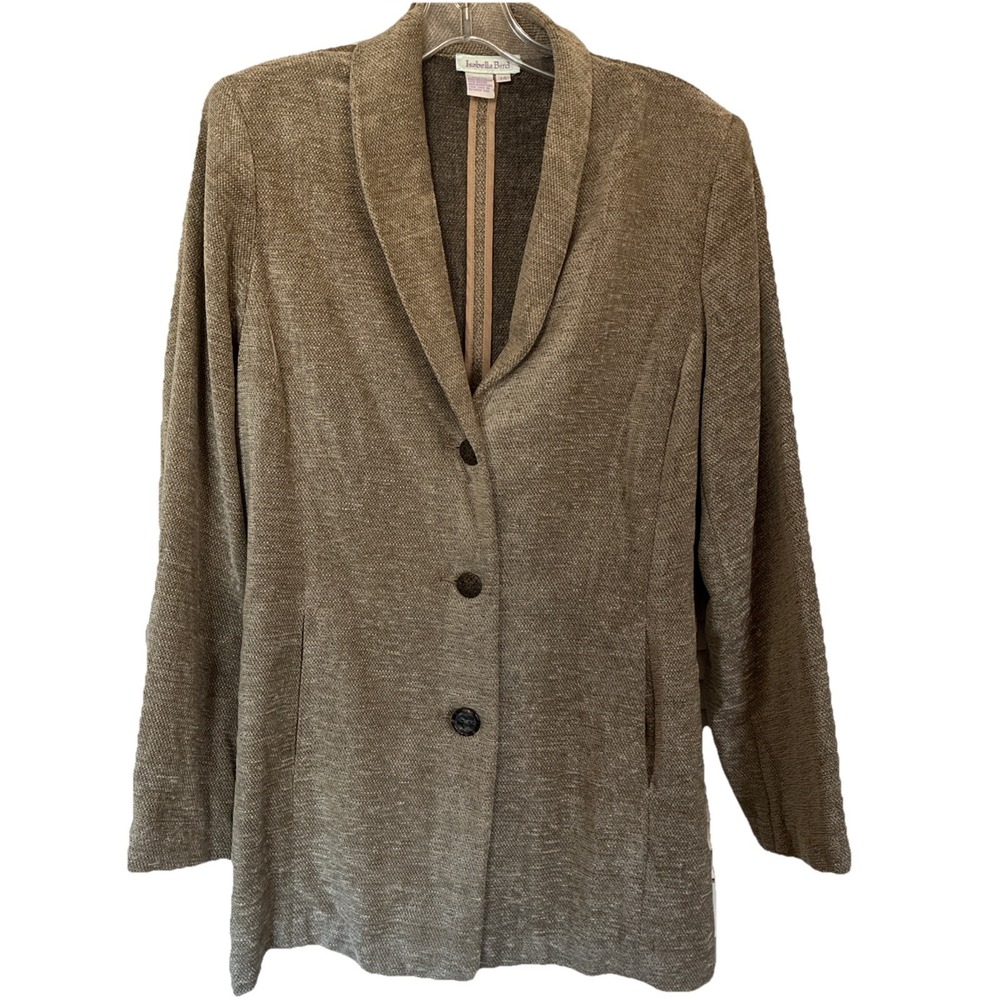 VTG Isabella Bird- Tan Blazer Jacket Pockets Boho Coastal Office Sz 14